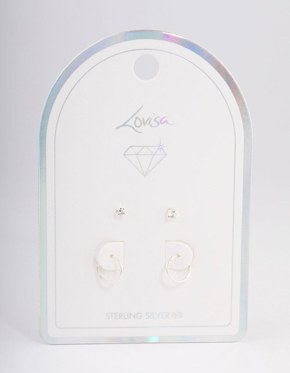 Sterling Silver Diamante Stud & Hoop Earring Pack