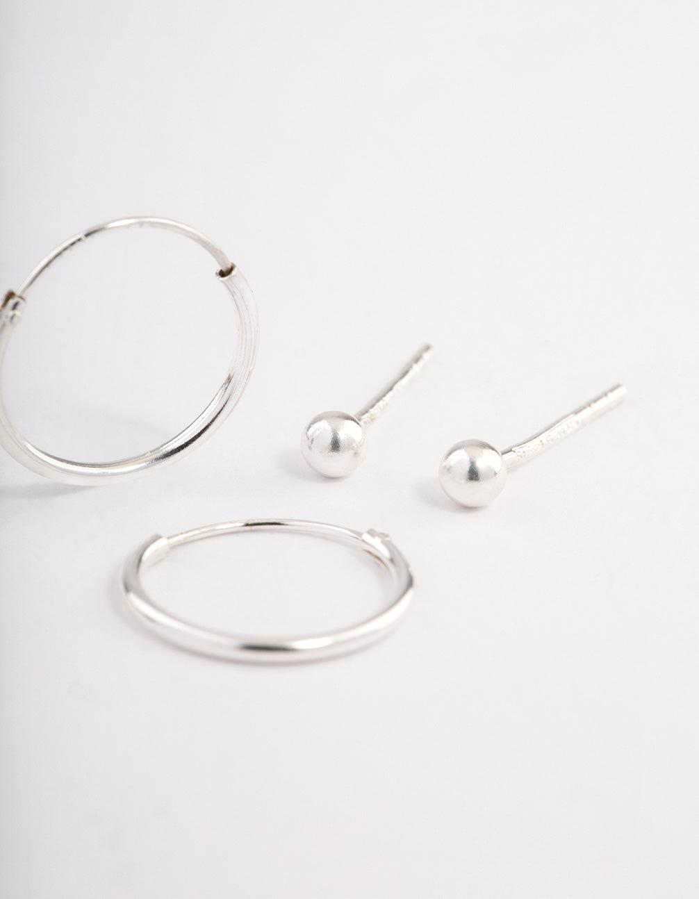 Sterling Silver Stud & Hoop Earring Pack 2mm