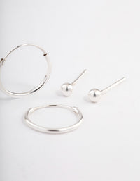 Sterling Silver Stud & Hoop Earring Pack 2mm - link has visual effect only