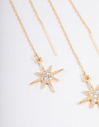 Gold Fine Diamante Star Threader Earrings - link has visual effect only