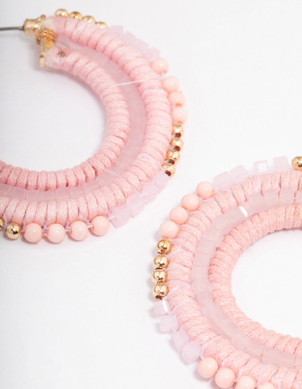 Gold Beaded Wrapped Hoop Earrings