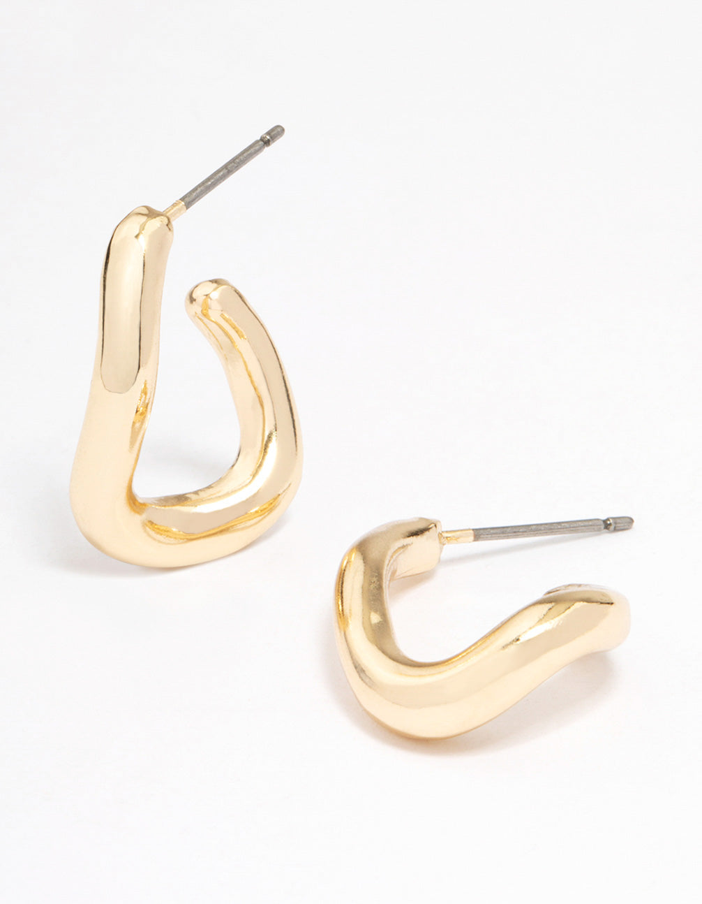 Gold Warped Hoop Earrings