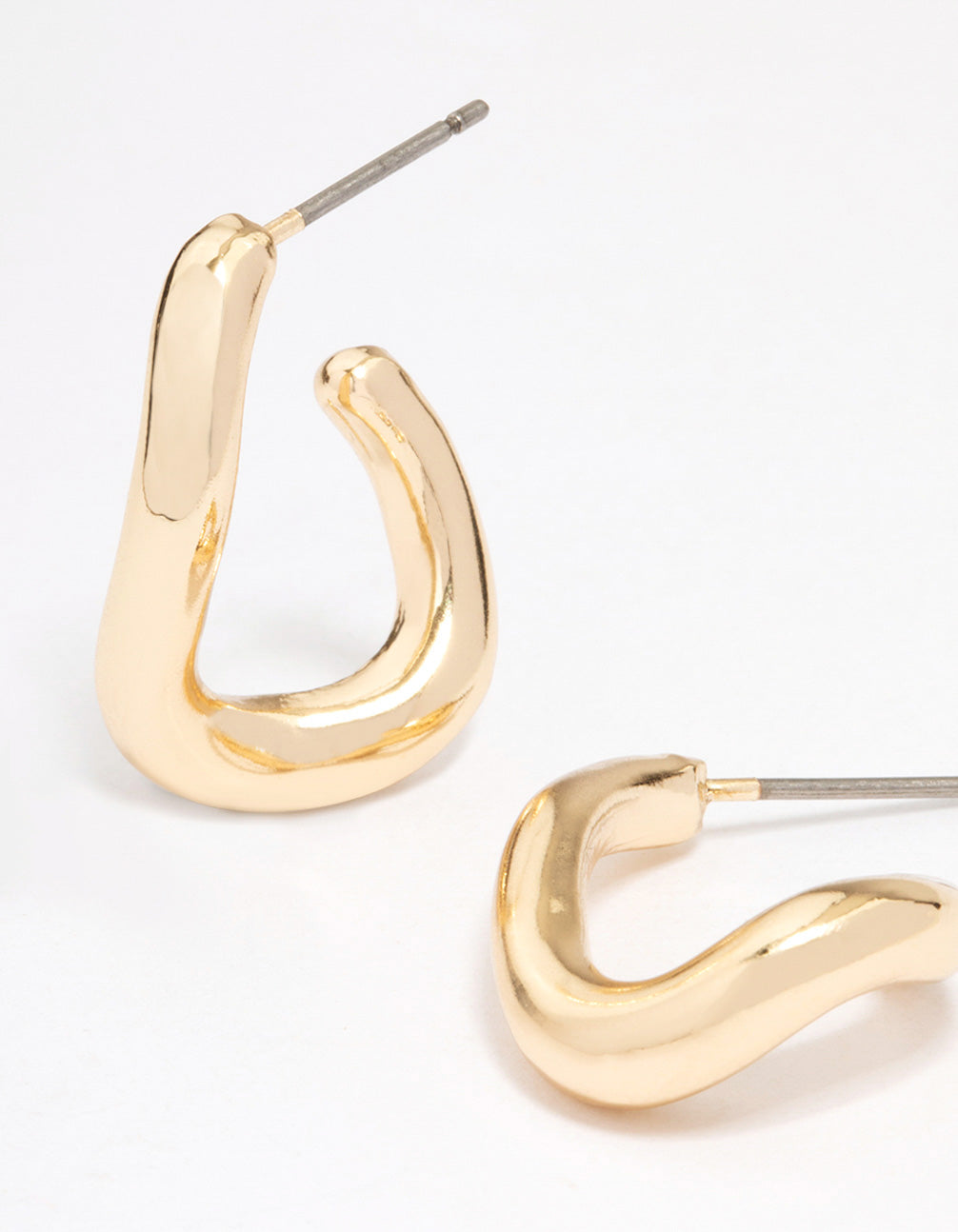 Gold Warped Hoop Earrings
