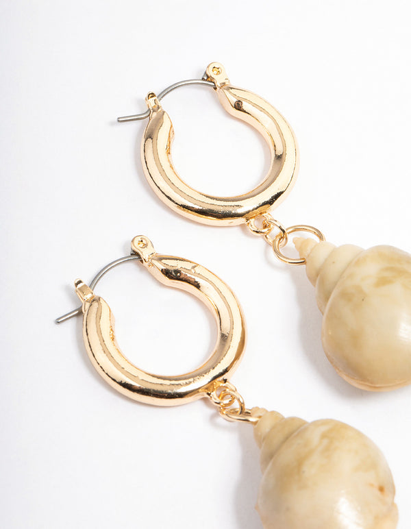 Gold Beachy Shell Drop Earrings