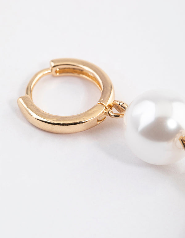 Gold Starfish Pearl Drop Earrings