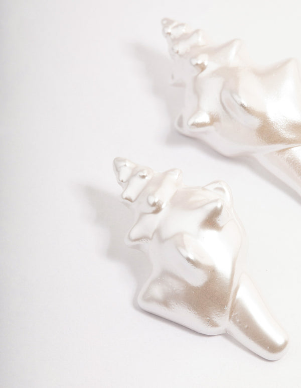 White Pearly Shell Earrings