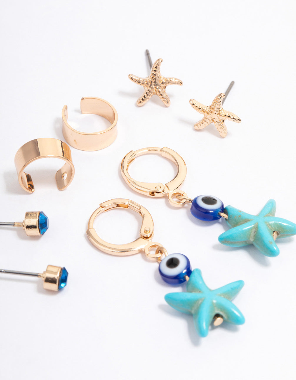 Gold & Blush Sandy Starfish Ear Stack