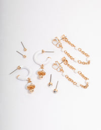 Gold & White Enamel Butterfly Ear Stack - link has visual effect only
