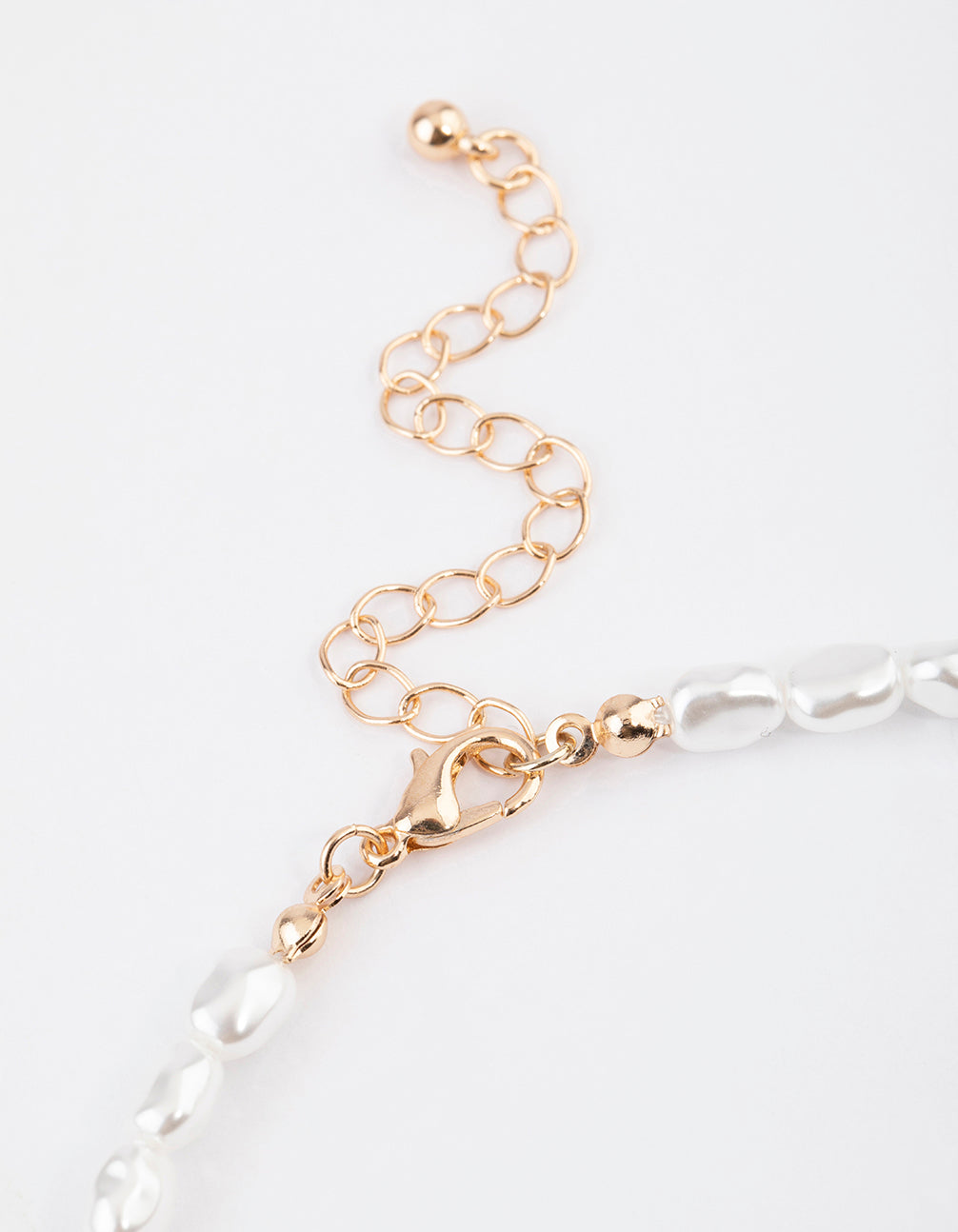 Gold Puffy Heart Pearl Pendant Necklace