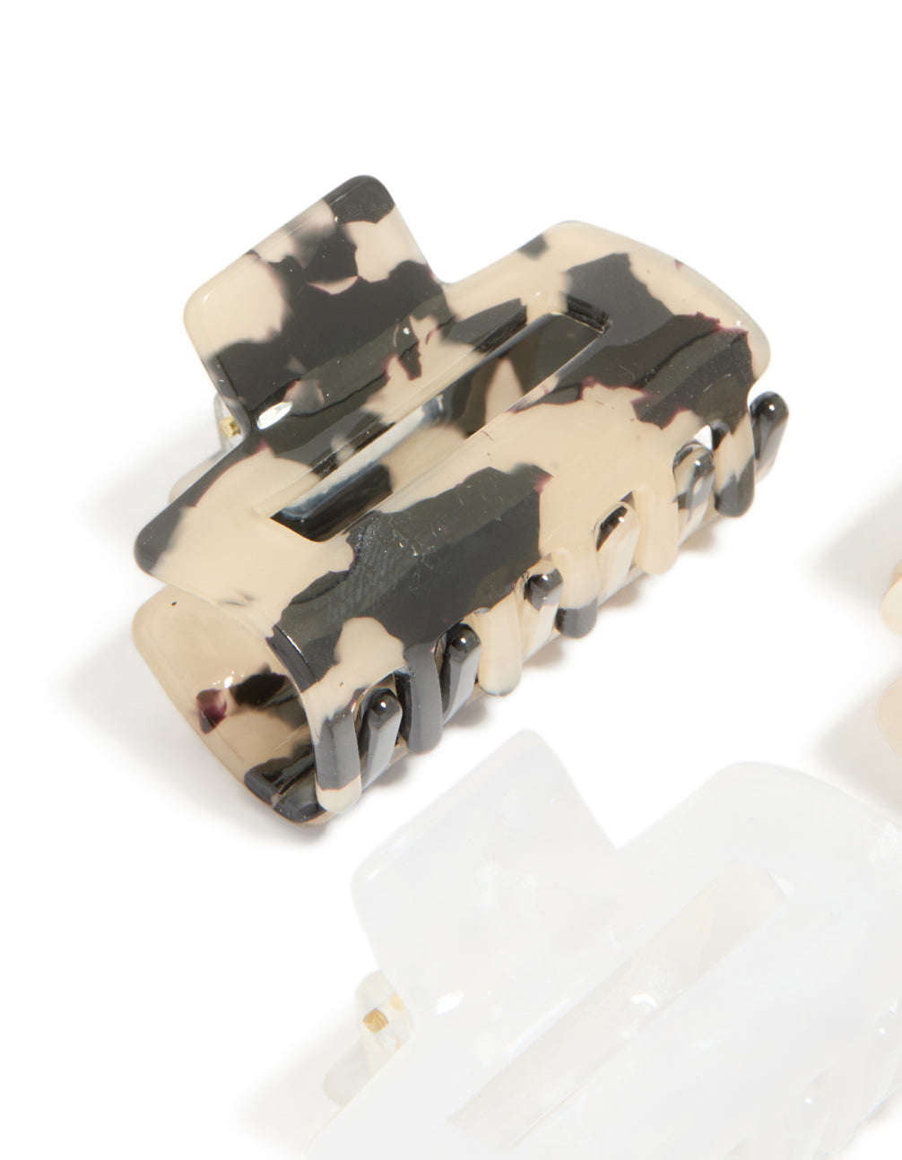 Acrylic Natural Mini Rectangle Claw Clip Pack