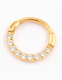 Gold Plated Titanium Cubic Zirconia Clicker Ring 6mm - link has visual effect only