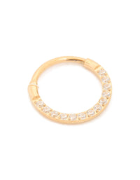 Gold Plated Titanium Cubic Zirconia Clicker Ring 8mm - link has visual effect only