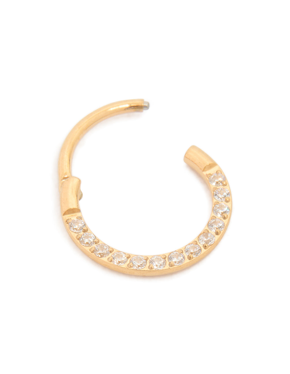 Gold Plated Titanium Cubic Zirconia Clicker Ring 8mm