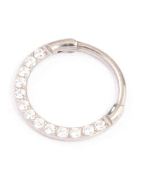 Titanium Cubic Zirconia Clicker Ring 8mm - link has visual effect only