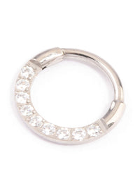 Titanium Cubic Zirconia Clicker Ring 6mm - link has visual effect only