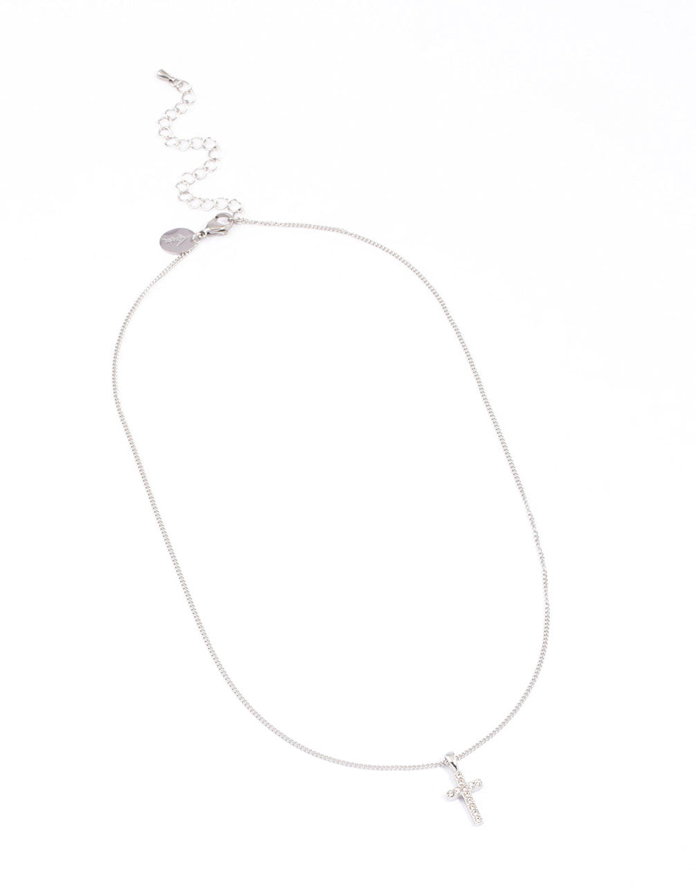 Surgical Steel Cubic Zirconia Pave Cross Pendant Necklace