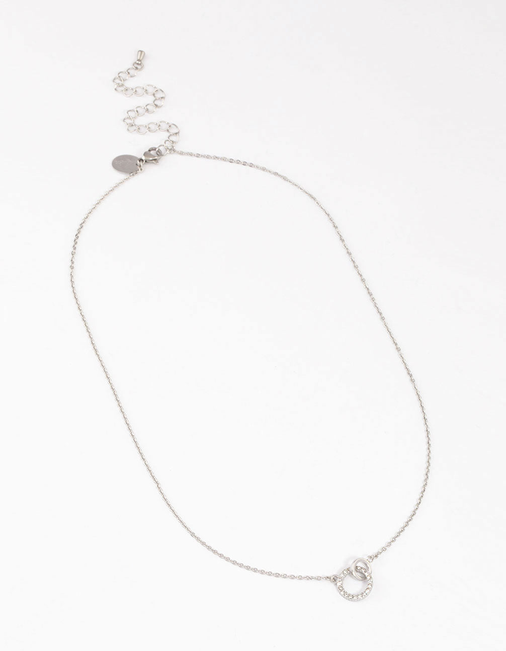 Surgical Steel Cubic Zirconia Circle Link Necklace