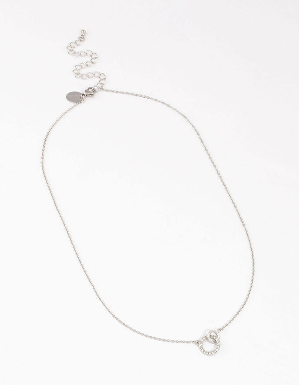 Surgical Steel Cubic Zirconia Circle Link Necklace