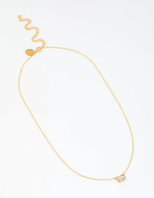 Gold Plated Surgical Steel Emerald Pendant Necklace