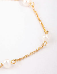 Gold Plated Surgical Steel Pearl Chain Bracelet - link has visual effect only