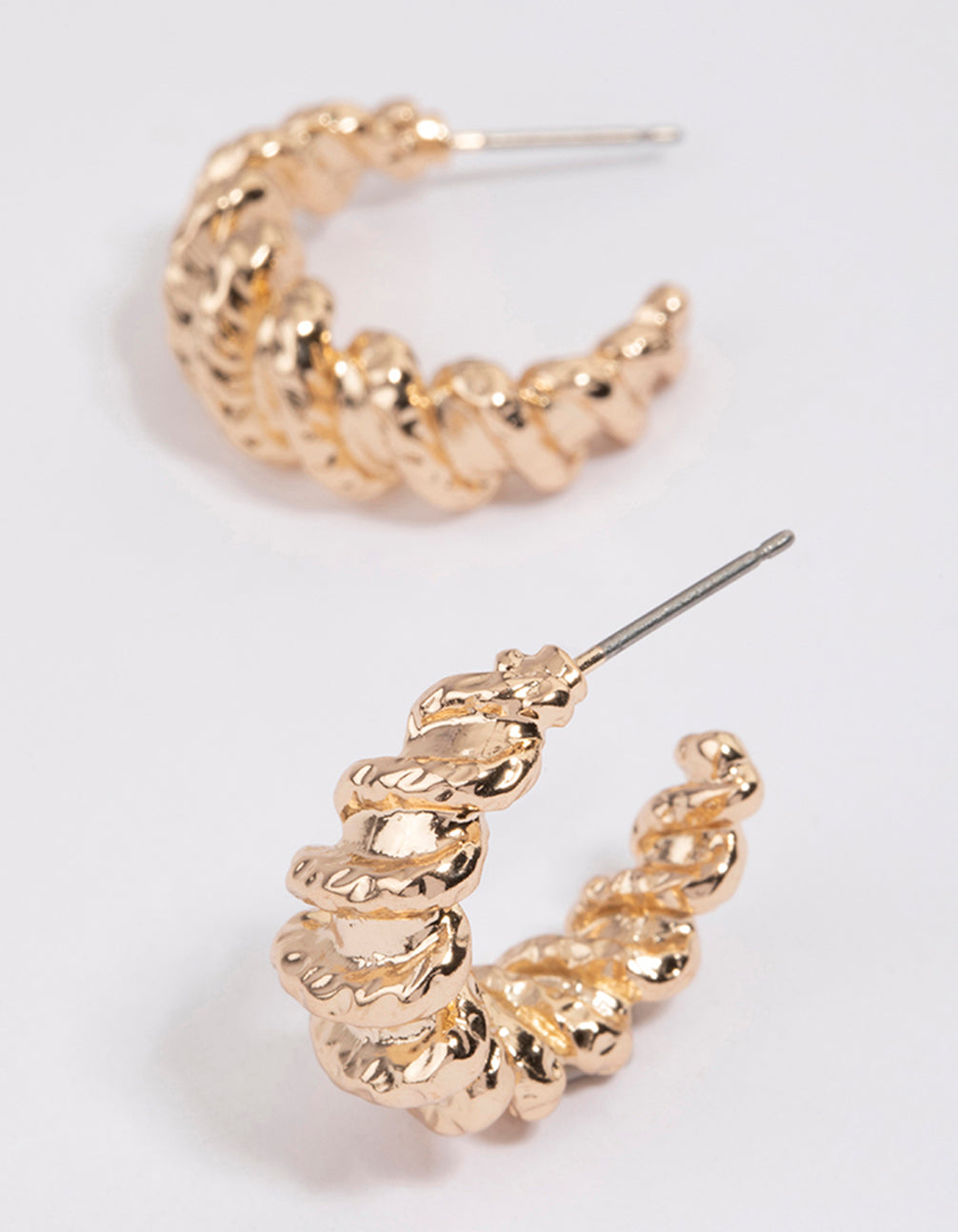 Gold Croissant Molten Hoop Earrings