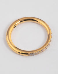 Gold Plated Surgical Steel Fine Pave Band Clicker Ring - link has visual effect only