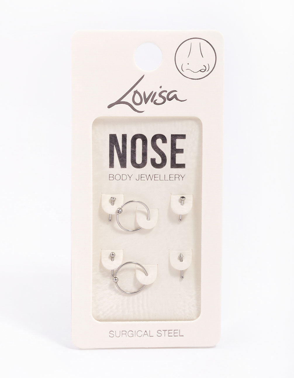 Surgical Steel Pointed & Ring Nose Piercing 6-Pack
