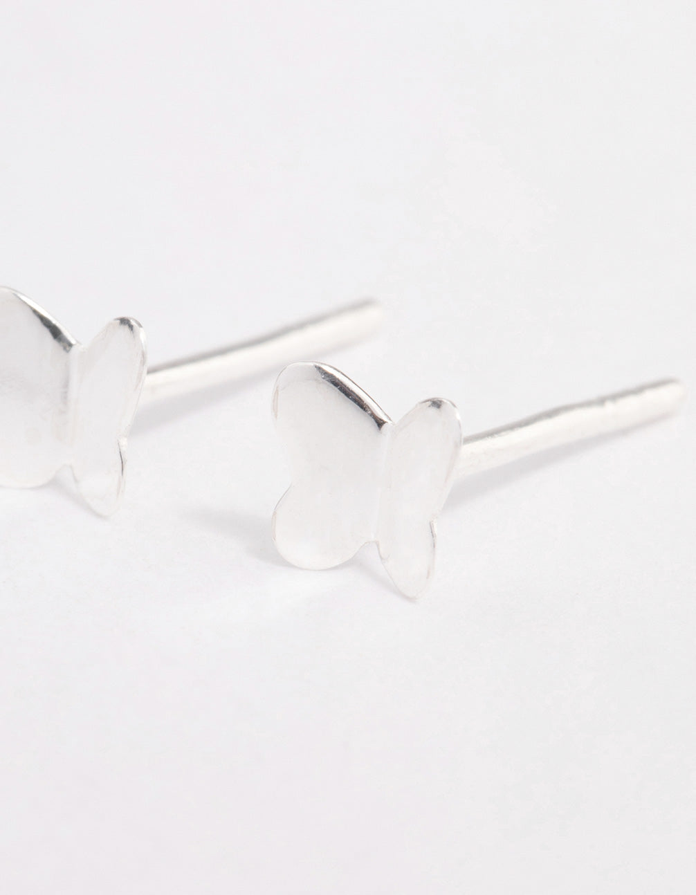 Sterling Silver Polished Butterfly Stud Earrings