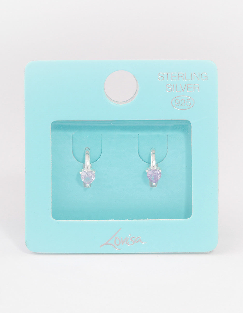 Sterling Silver Amethyst Heart Hoop Earrings