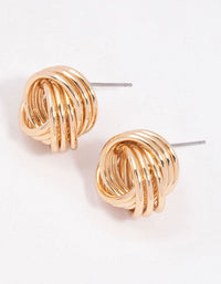 Gold Triple Strand Knotted Stud Earrings - link has visual effect only