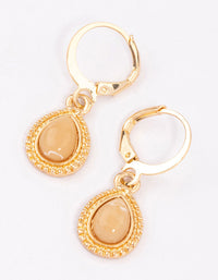Gold Pear Encased Huggie Earrings - link has visual effect only