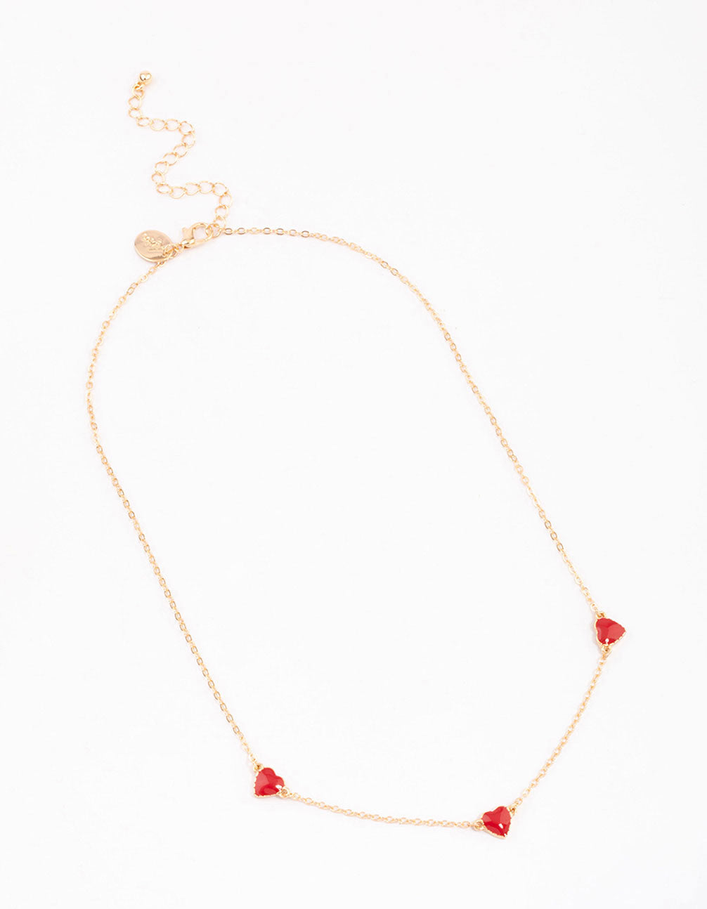 Gold Enamel Heart Station Short Necklace