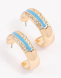 Blue Diamante & Enamel Stripe Hoop Earrings - link has visual effect only