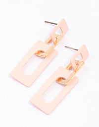 Blush Rectangle Chain Drop Earrings - link has visual effect only
