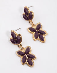 Purple Marquise Floral Boho Drop Earrings - link has visual effect only