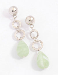 Green Chain Link & Beaded Drop Earrings - link has visual effect only