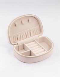 Cream Faux Leather Half Moon Jewellery Case - link has visual effect only