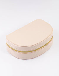Cream Faux Leather Half Moon Jewellery Case - link has visual effect only