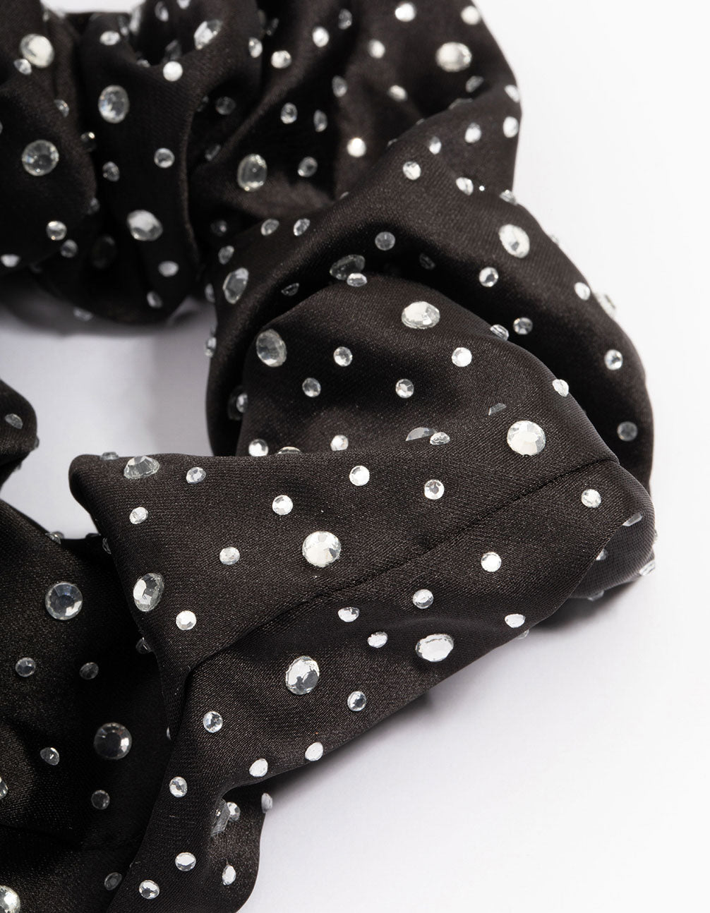 Fabric Black Large Diamante Scrunchie