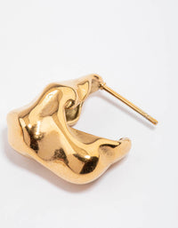 Waterproof Gold Plated Stainless Steel Organic Square Hoop Earrings - link has visual effect only