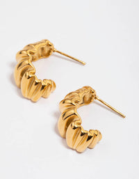 Gold Plated Stainless Steel Small Organic Hoop Earrings - link has visual effect only