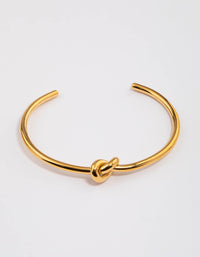 Gold Plated Stainless Steel Basic Knotted Wrist Cuff - link has visual effect only