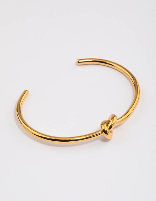 Gold Plated Stainless Steel Basic Knotted Wrist Cuff