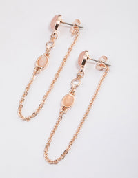 Thread Through Chain Earring Rose Gold Chain Thread Through Rose Quartz Earrings - Lovisa