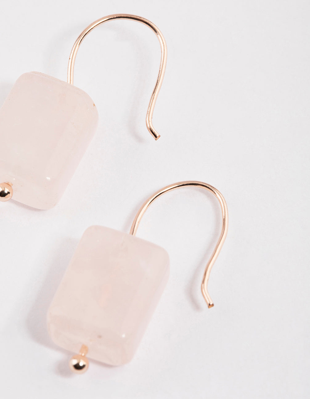 Rose Gold Curb Rose Quartz Drop Earrings