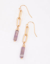 Gold Amethyst Chain Cylinder Stone Earrings - link has visual effect only