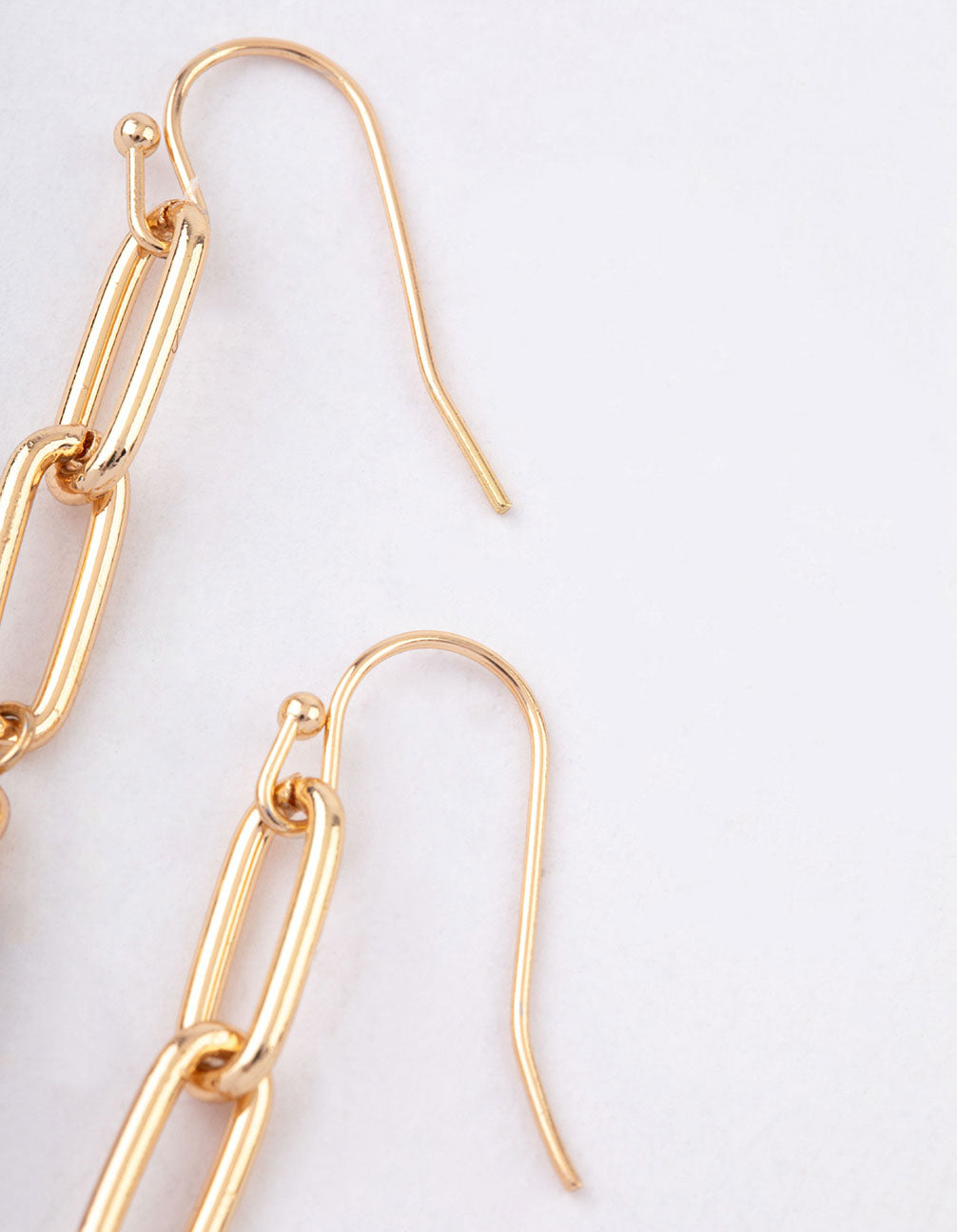 Gold Amethyst Chain Cylinder Stone Earrings