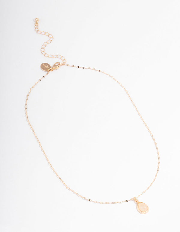Gold Semi Precious Pear Necklace