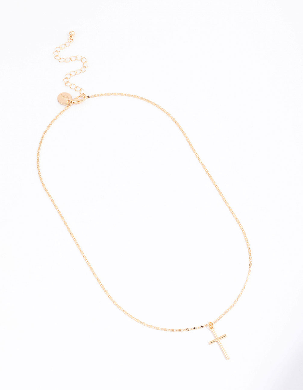 Gold Shiny Cross Pendant Necklace
