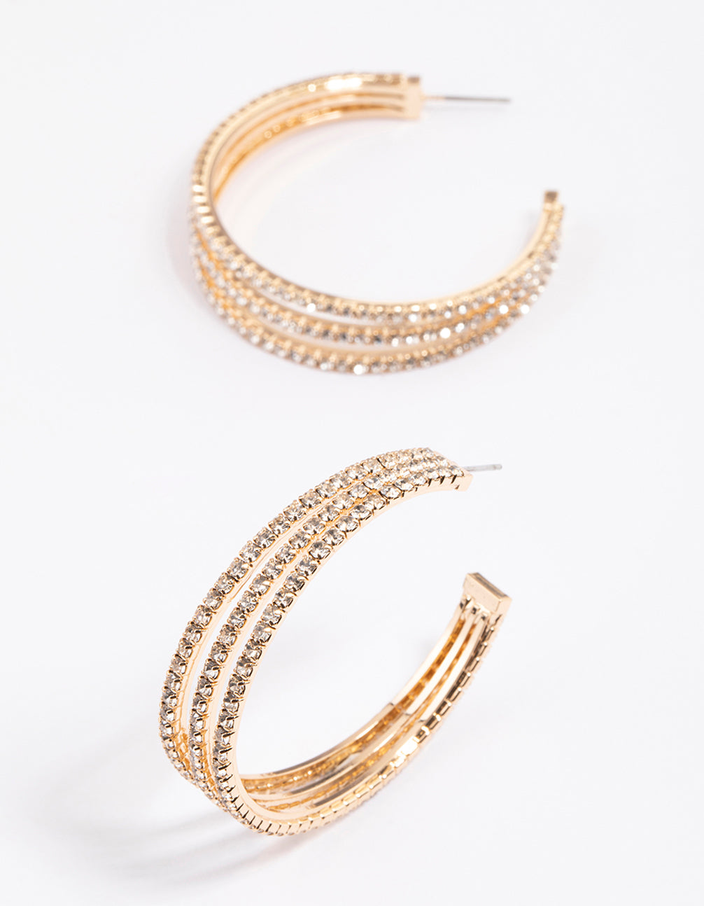 Gold Triple Illusion Statement Hoop Earrings